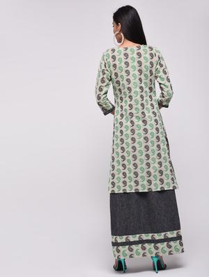 paisley printed kurta with skirt set - 15967126 - Standard Image - 4