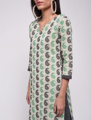 paisley printed kurta with skirt set - 15967126 - Standard Image - 5
