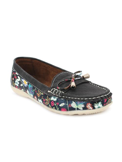 black leatherette slip on loafers - 15967685 - Standard Image - 1