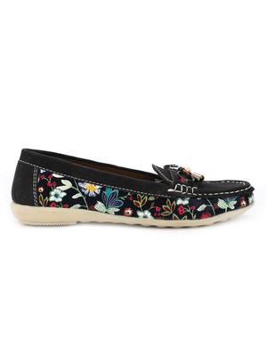 black leatherette slip on loafers - 15967685 - Standard Image - 2