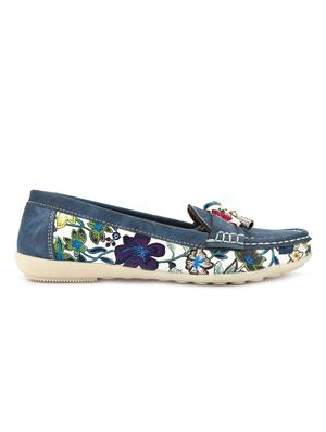 blue leatherette slip on loafers - 15967686 - Standard Image - 2