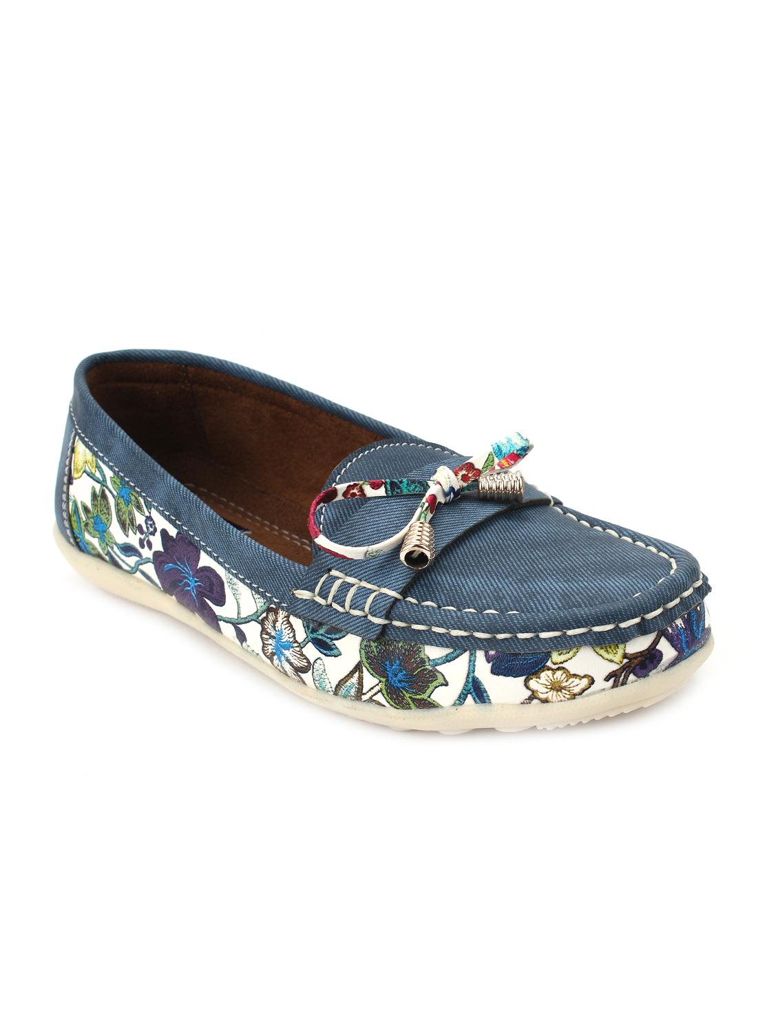 blue leatherette slip on loafers - 15967686 - Zoom Image - 1