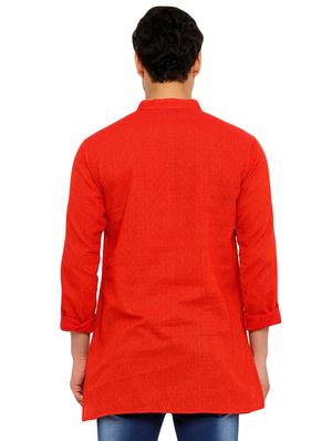 red cotton short kurta - 15967739 - Standard Image - 3