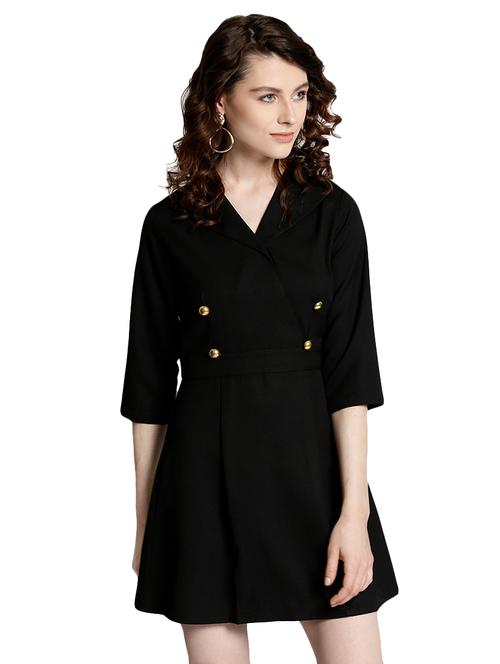 button detail a-line dress - 15967842 - Standard Image - 1
