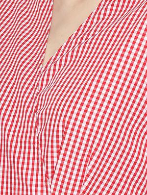 overlap neck gingham checks top - 15967857 - Standard Image - 4