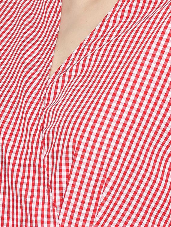 overlap neck gingham checks top - 15967857 - Zoom Image - 4