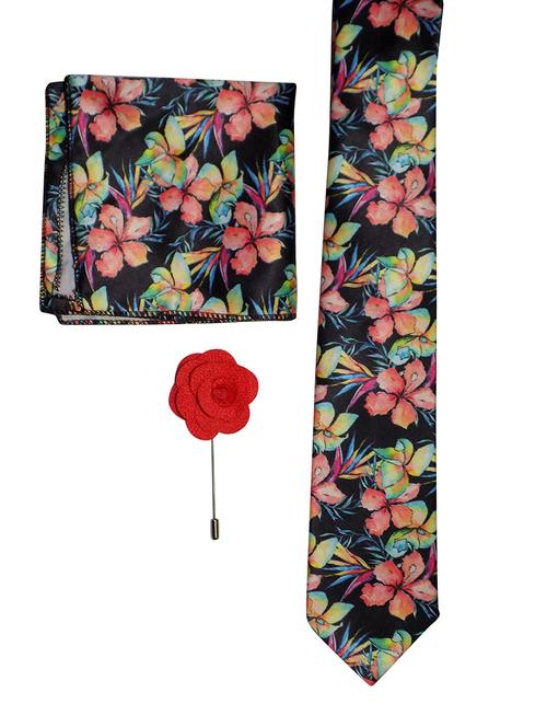 set of multi colored micro fiber tie, pocket square and lapel pin - 15968109 - Standard Image - 1