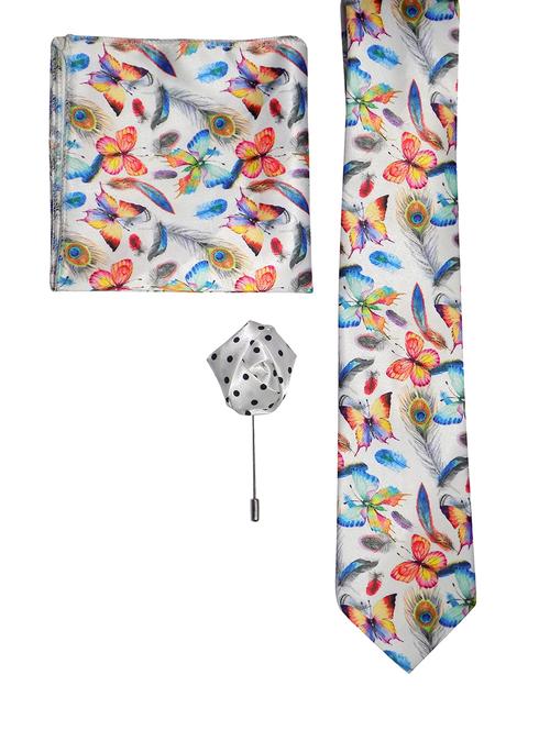 set of micro fiber tie, pocket square and lapel pin - 15968110 - Standard Image - 1