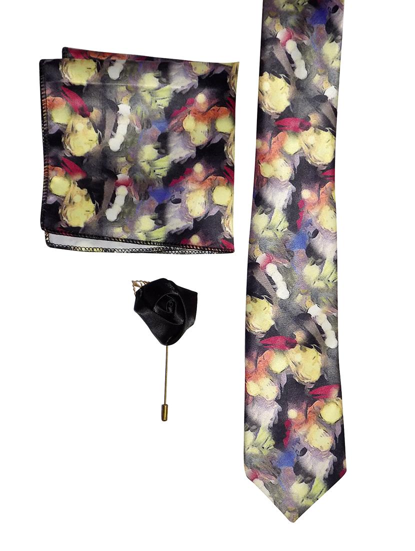 set of micro fiber tie, pocket square and lapel pin - 15968112 - Zoom Image - 1