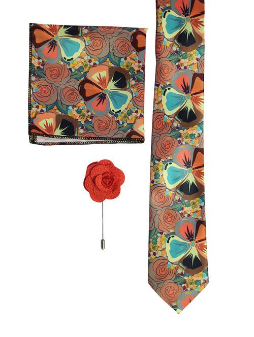 set of micro fiber tie, pocket square and lapel pin - 15968116 - Standard Image - 1