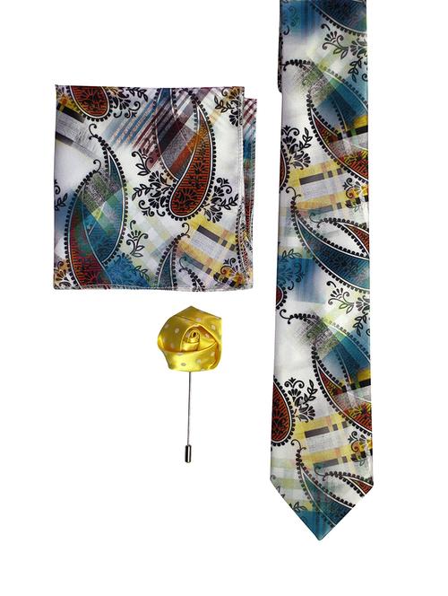 set of micro fiber tie, pocket square and lapel pin - 15968126 - Standard Image - 1