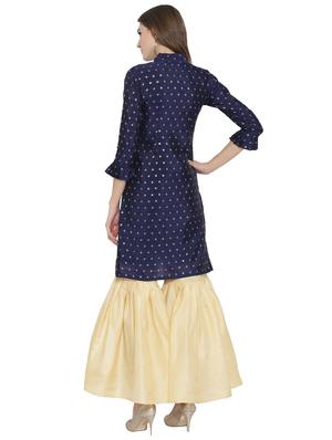 self-design kurta with sharara set - 15968322 - Standard Image - 3