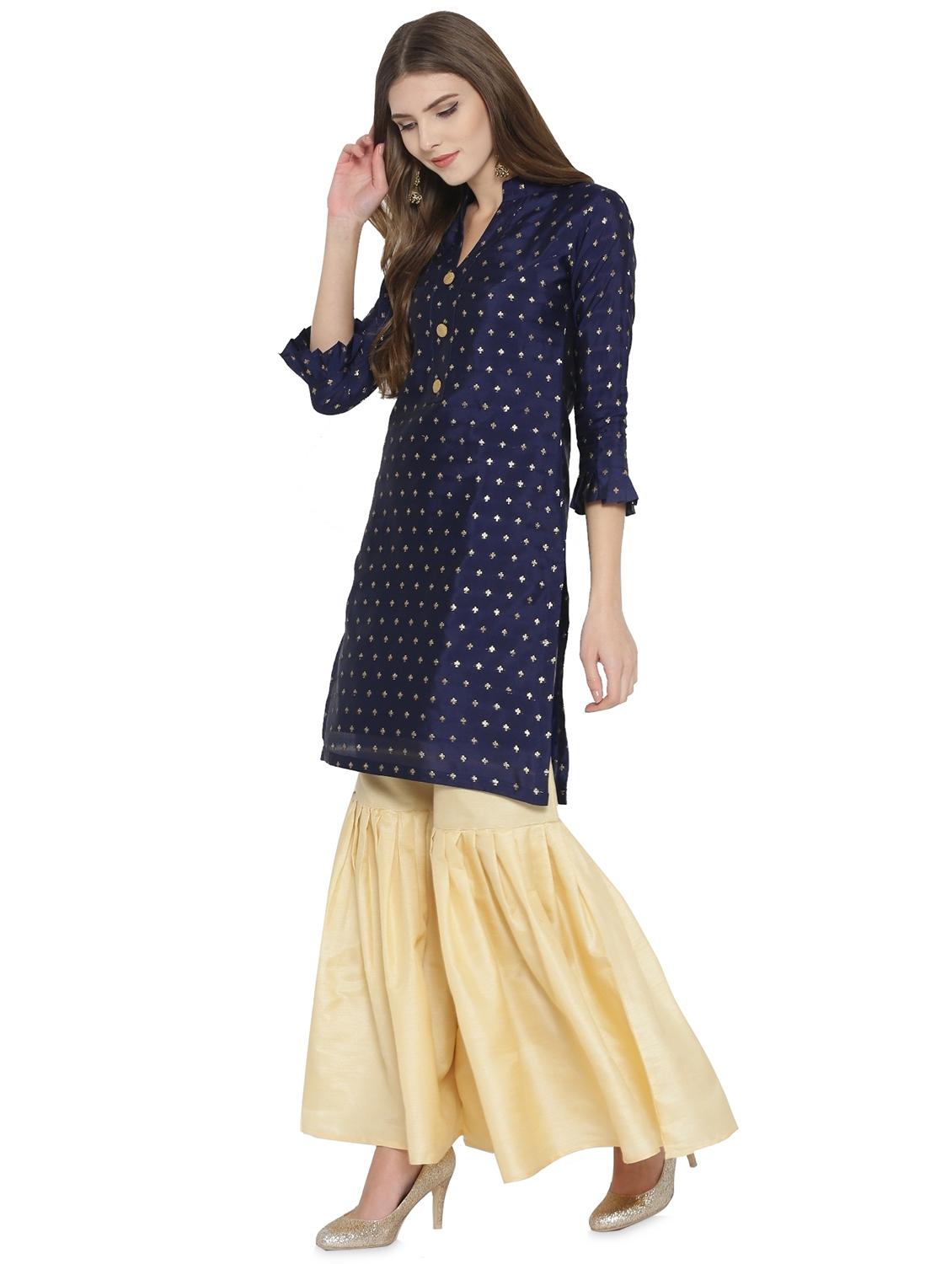 self-design kurta with sharara set - 15968322 - Zoom Image - 2