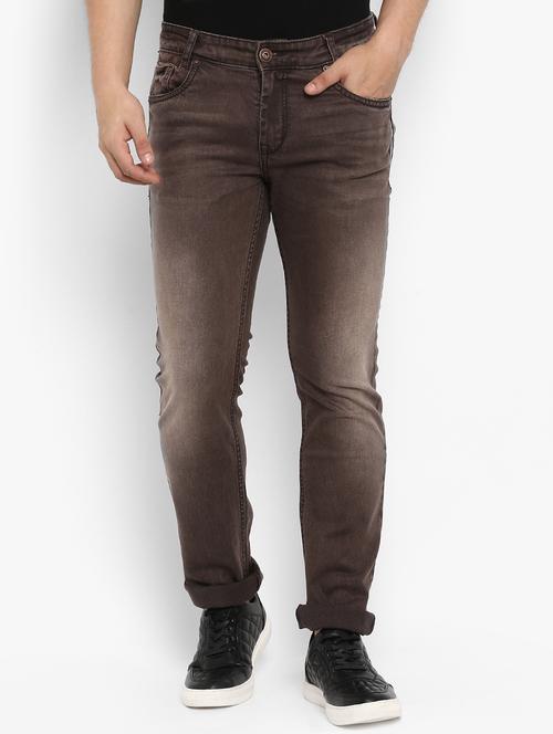 brown cotton washed jeans - 15968391 - Standard Image - 1