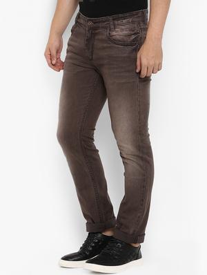 brown cotton washed jeans - 15968391 - Standard Image - 2