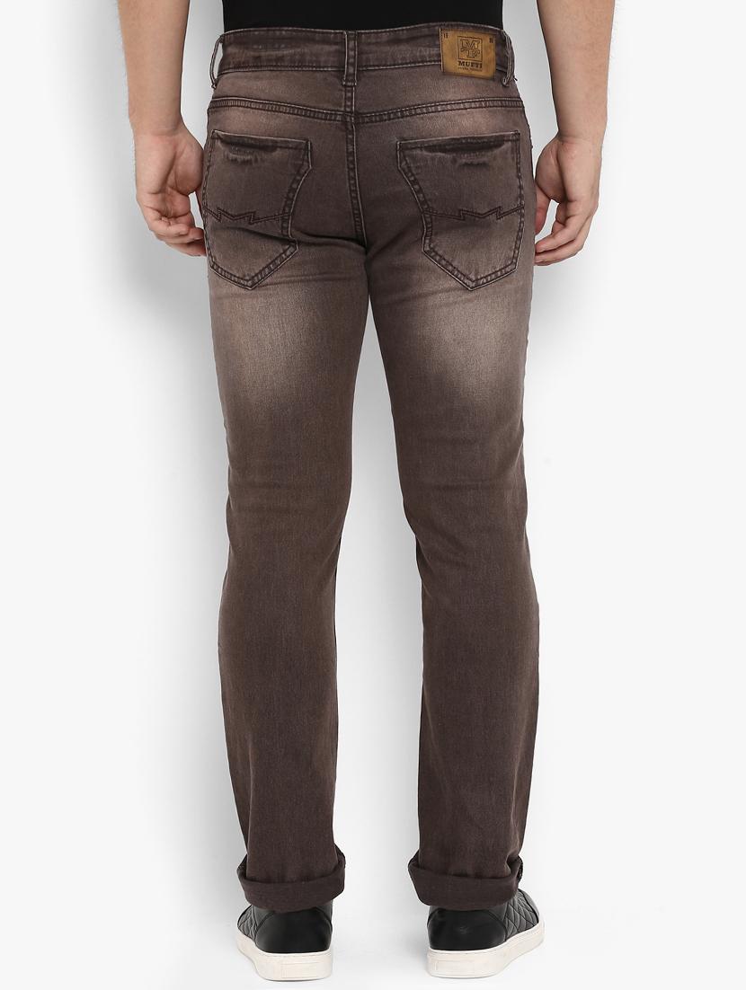 brown cotton washed jeans - 15968391 - Zoom Image - 3
