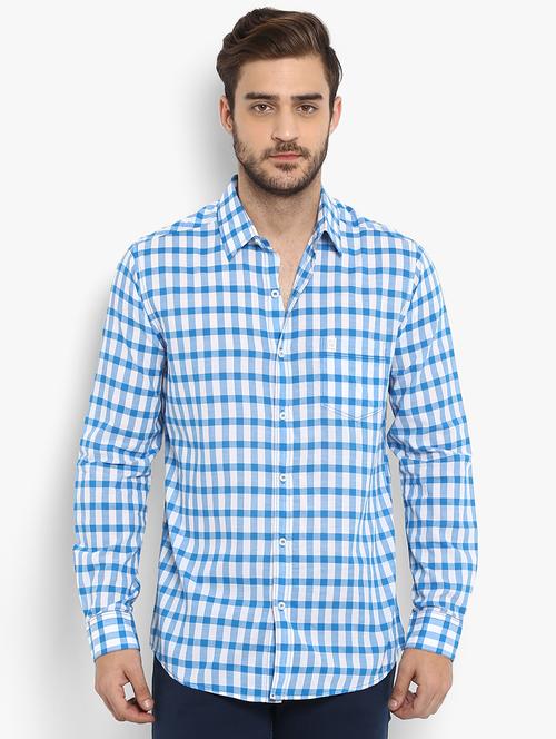 blue checkered casual shirt - 15968431 - Standard Image - 1