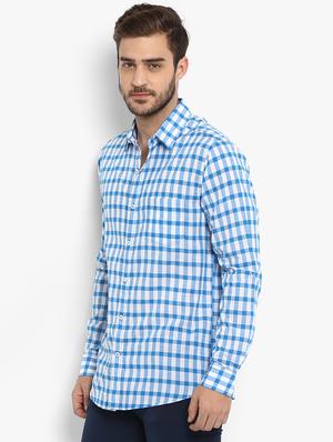 blue checkered casual shirt - 15968431 - Standard Image - 2