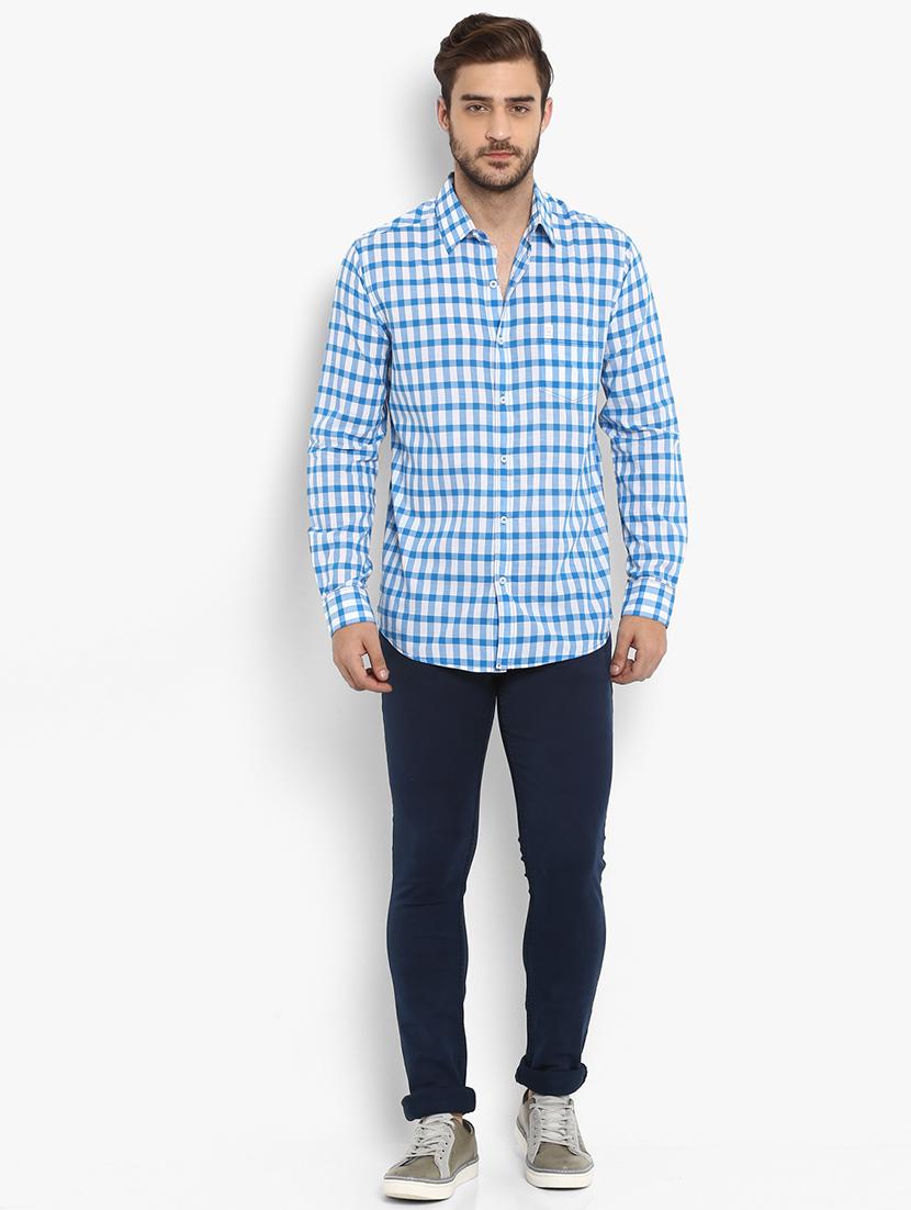 blue checkered casual shirt - 15968431 - Zoom Image - 4