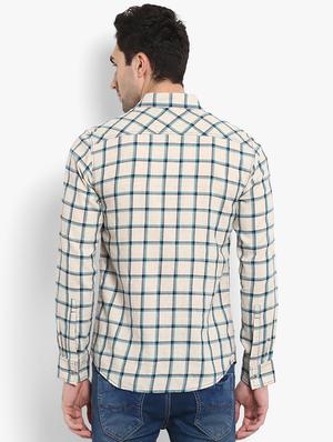 beige checkered casual shirt - 15968445 - Standard Image - 3