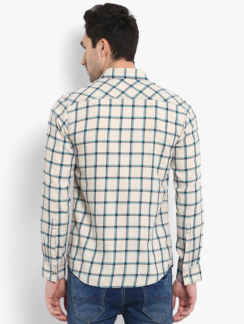 beige checkered casual shirt - 15968445 - Zoom Image - 3