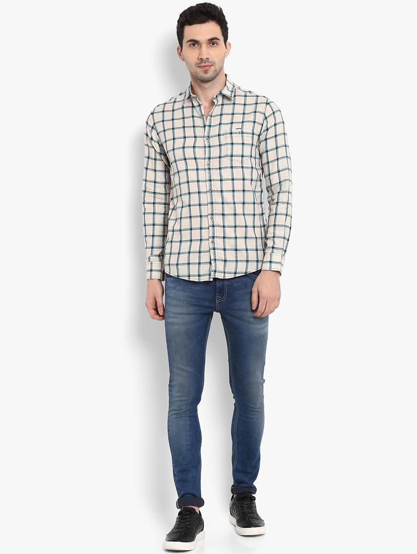 beige checkered casual shirt - 15968445 - Zoom Image - 4