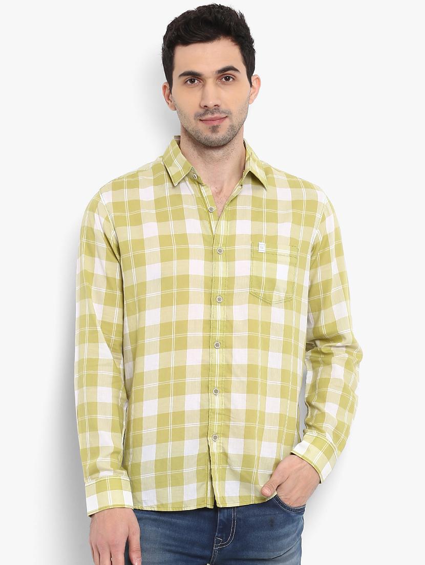 yellow checkered casual shirt - 15968447 - Zoom Image - 1