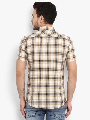 beige checkered casual shirt - 15968464 - Standard Image - 3