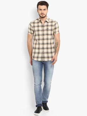 beige checkered casual shirt - 15968464 - Standard Image - 4