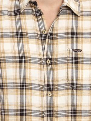 beige checkered casual shirt - 15968464 - Standard Image - 5