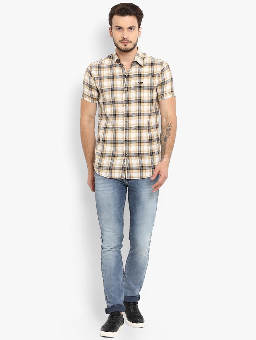 beige checkered casual shirt - 15968464 - Zoom Image - 4