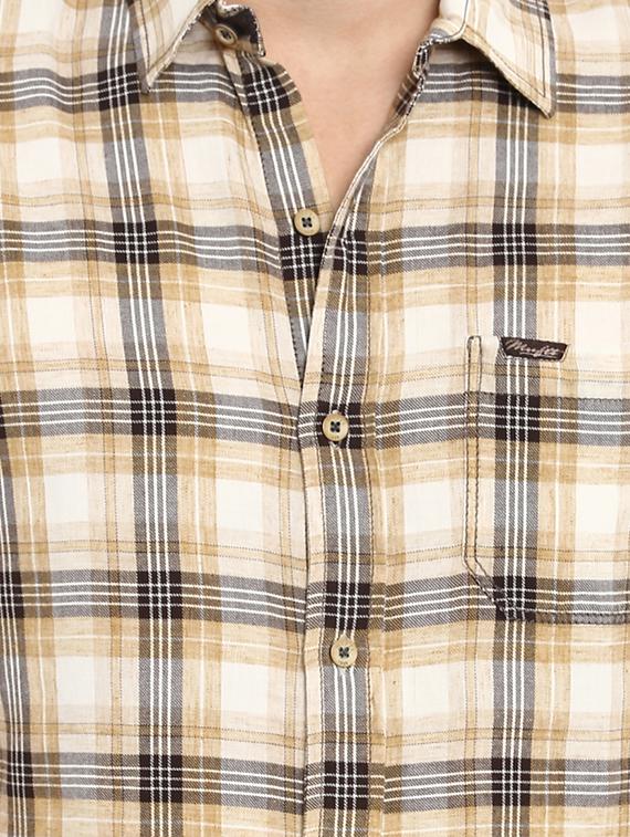 beige checkered casual shirt - 15968464 - Zoom Image - 5