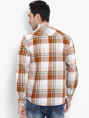 brown checkered casual shirt - 15968468 - Standard Image - 3