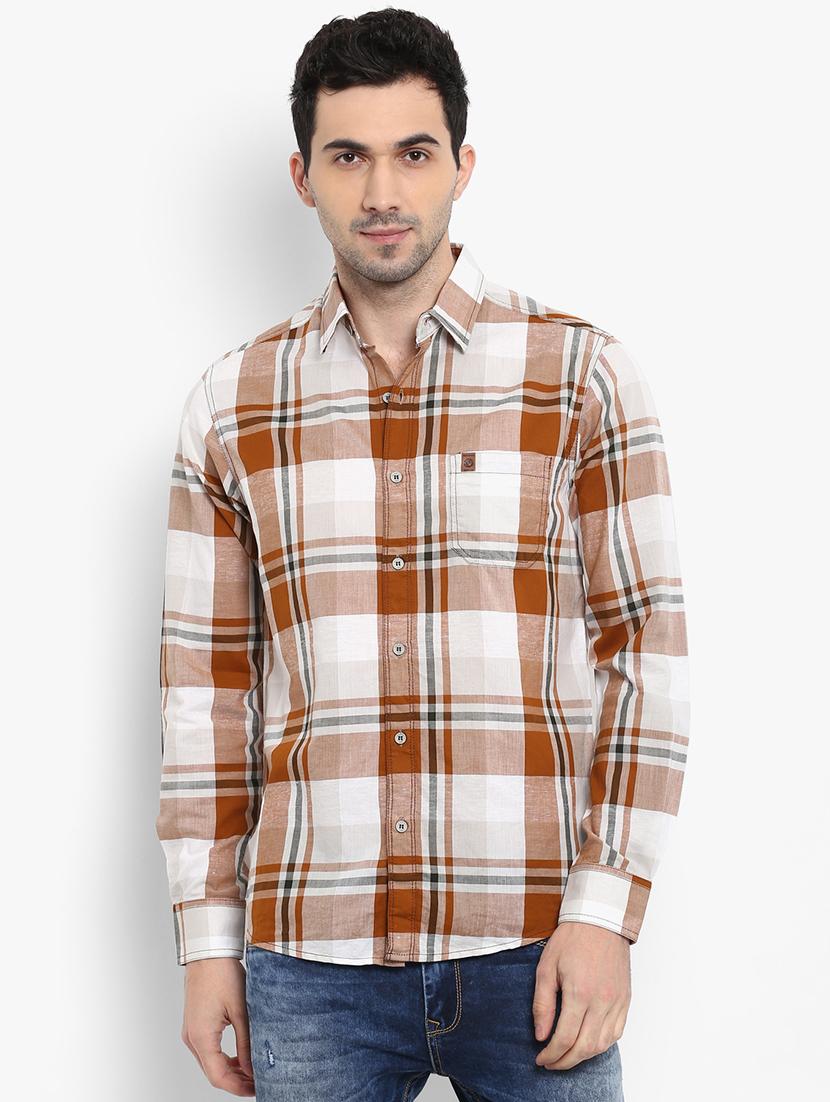 brown checkered casual shirt - 15968468 - Zoom Image - 1