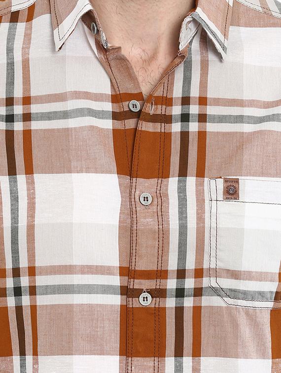 brown checkered casual shirt - 15968468 - Zoom Image - 5