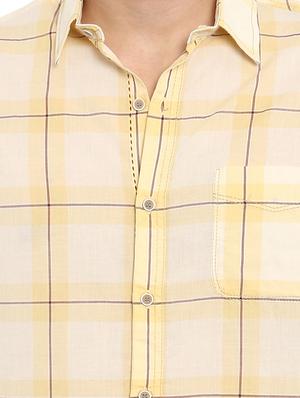 yellow checkered casual shirt - 15968469 - Standard Image - 5