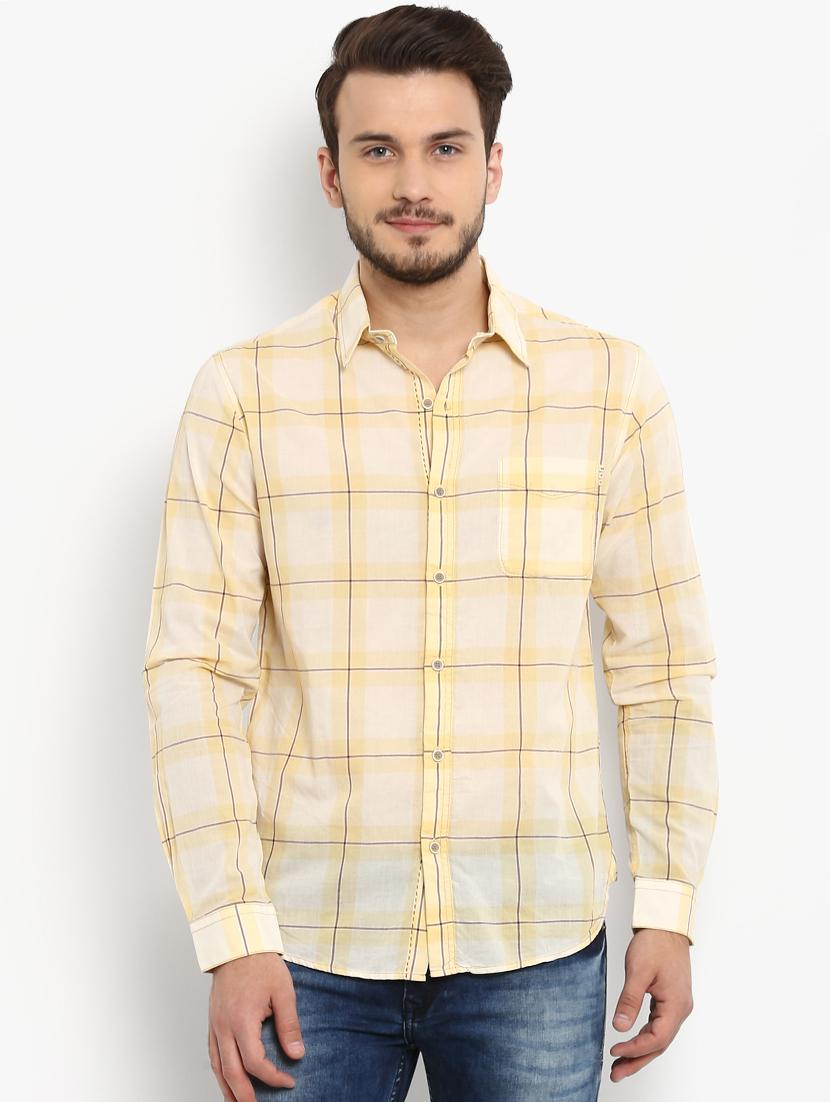 yellow checkered casual shirt - 15968469 - Zoom Image - 1