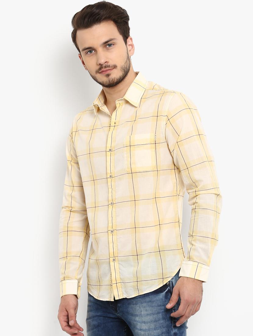 yellow checkered casual shirt - 15968469 - Zoom Image - 2