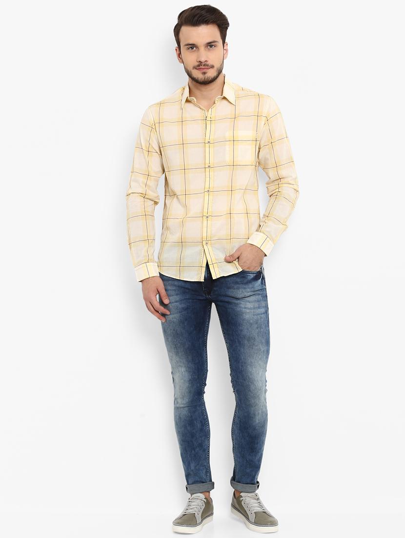 yellow checkered casual shirt - 15968469 - Zoom Image - 4