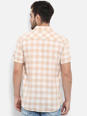 beige checkered casual shirt - 15968478 - Standard Image - 3
