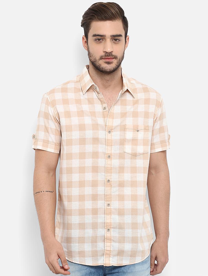 beige checkered casual shirt - 15968478 - Zoom Image - 1