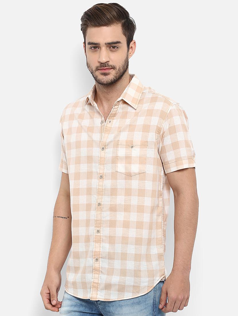 beige checkered casual shirt - 15968478 - Zoom Image - 2