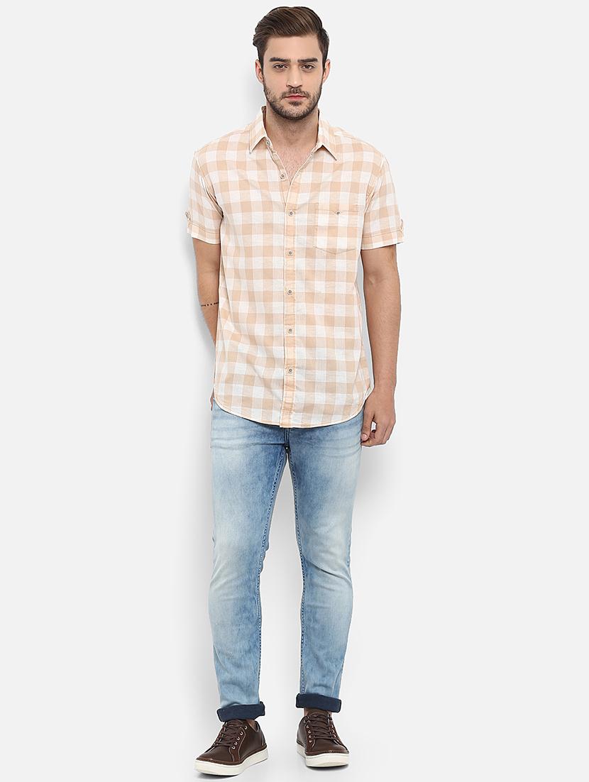beige checkered casual shirt - 15968478 - Zoom Image - 4