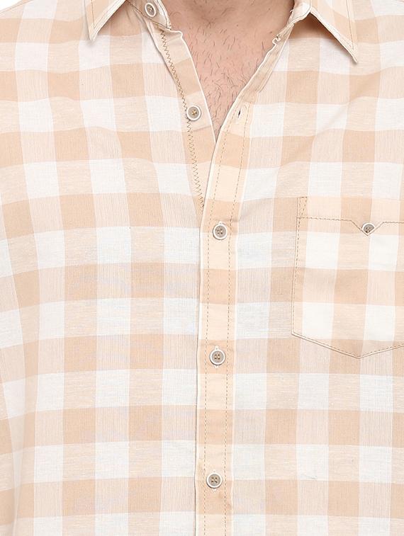 beige checkered casual shirt - 15968478 - Zoom Image - 5