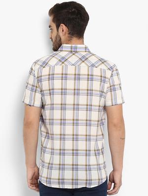 beige checkered casual shirt - 15968479 - Standard Image - 3