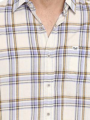 beige checkered casual shirt - 15968479 - Standard Image - 5