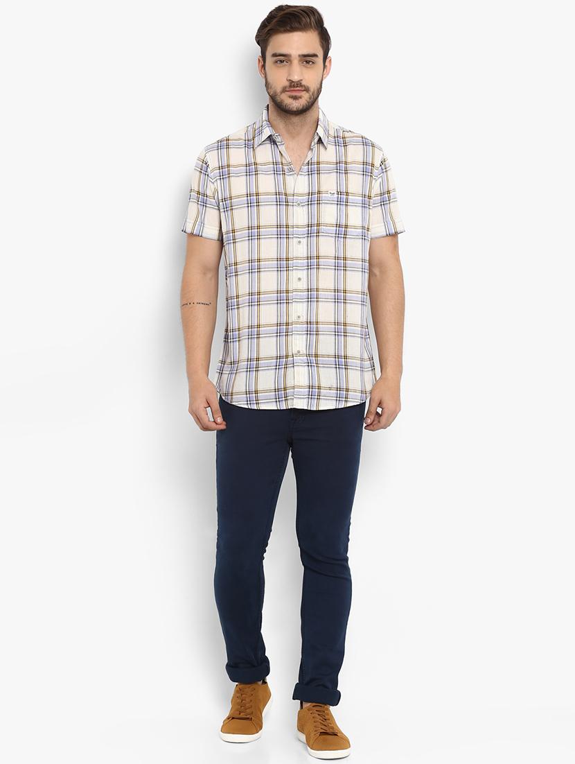 beige checkered casual shirt - 15968479 - Zoom Image - 4