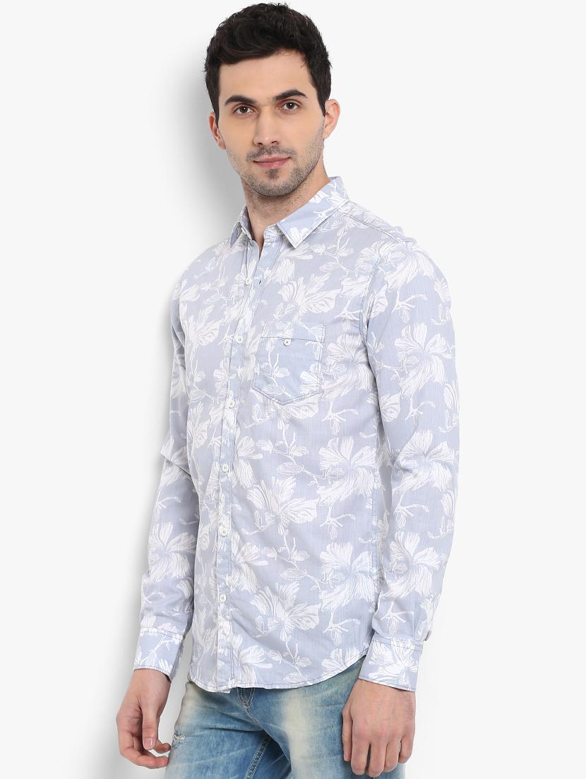 grey floral printed casual shirt - 15968492 - Zoom Image - 2