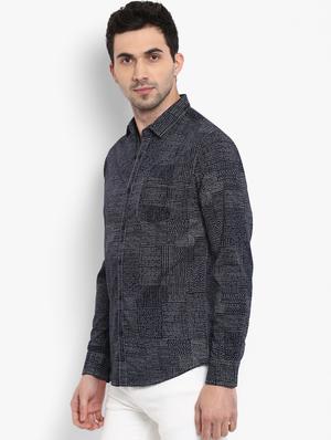 blue printed casual shirt - 15968498 - Standard Image - 2