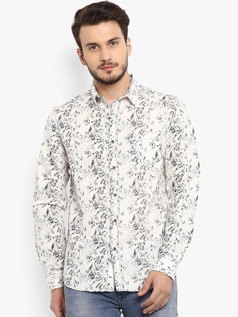 beige printed casual shirt - 15968506 - Zoom Image - 1